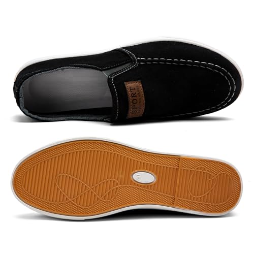 MUQGAOP Klassische Slip On Sneaker für Herren modische Low Top Loafer aus Segeltuch lässige Bootsschuhe bequem und leicht Black Size 39 von MUQGAOP
