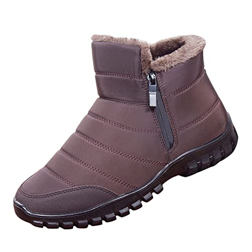 MURABE Herren Schneestiefel Wasserdicht gefüttert Warm Isoliert Winter Stiefeletten Seite Reißverschluss Bequem Rutschfest Outdoor Flach Winterschuhe Stiefel von MURABE