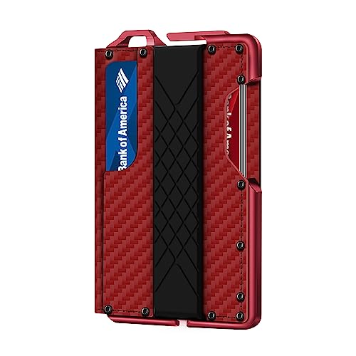 MURADIN Taktische minimalistische Geldbörse für Herren, schmal, RFID-blockierend, Kartenhalter, Vordertasche, Herren-Nylon-Leder, Dapper Bifold Wallet mit Geldklammer, rot (karbonfaser-design), Slim, MURADIN Taktische minimalistische Geldbörse für Herren, schmal, RFID-blockierend, Kartenhalter, Vordertasche, Herren-Nylon-Leder, Dapper Bifold Wallet mit Geldklammer, rot (karbonfaser-design), Slim, von MURADIN