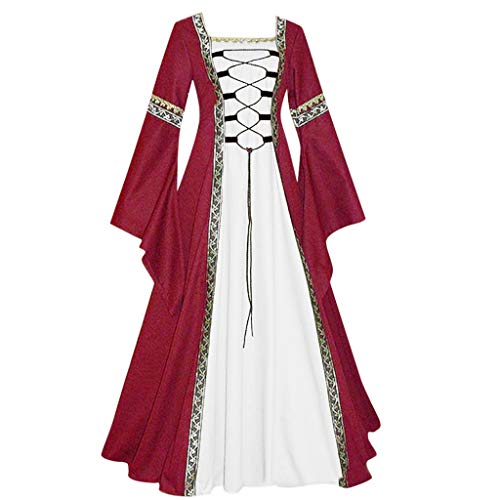 MRULIC Damen Kleider Gothic Langarm Mittelalter Party Viktorianischen KöNigin Vintage Party Cosplay Karneval Prinzessin Renaissance BodenläNge Maxikleid Fasching Fasnacht Hochzeit Ballkleid Tanzkleid von MURIC