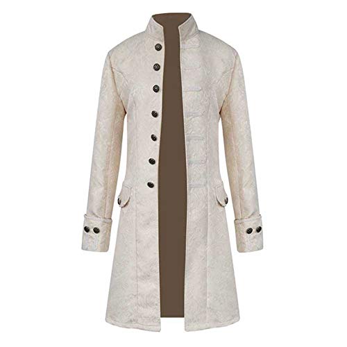 MRULIC Punk Mantel Herren Button Jacke Gothic Gehrock Uniform Party Kostüm Vintage Punk Stil Frack Karneval Jacke Fasching (2XL, A2-Weiß) von MURIC