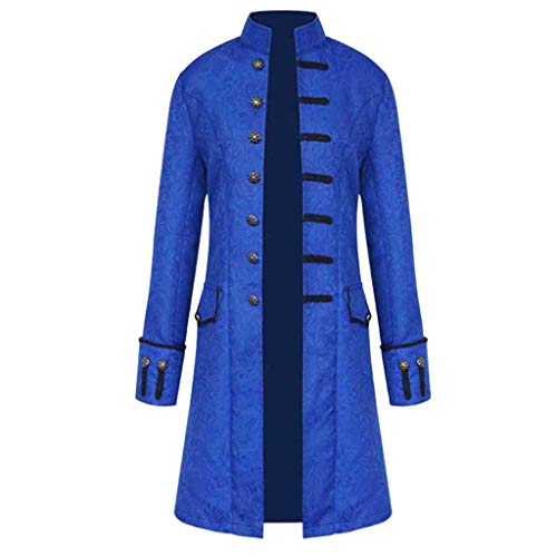 MRULIC Punk Mantel Herren Button Jacke Gothic Gehrock Uniform Party Kostüm Vintage Punk Stil Frack Karneval Jacke Fasching (S, A2-Blau) von MURIC