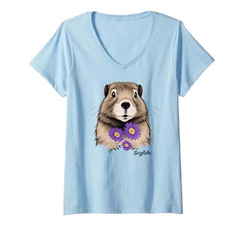 Damen MURMELTIER MIT BLUMEN X Bergliebe Bergsteiger Wandern Berge T-Shirt mit V-Ausschnitt Damen MURMELTIER MIT BLUMEN X Bergliebe Bergsteiger Wandern Berge T-Shirt mit V-Ausschnitt von MURMELTIER MIT BLUMEN Bergsteiger Wanderer Wandern