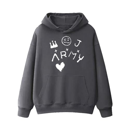 A-rmy Baumwoll-Kapuzenpullover Jungkook Vintage Grafik gewaschenes Sweatshirt Unisex for Fans(A Dark Gray,4XL) von MURQ