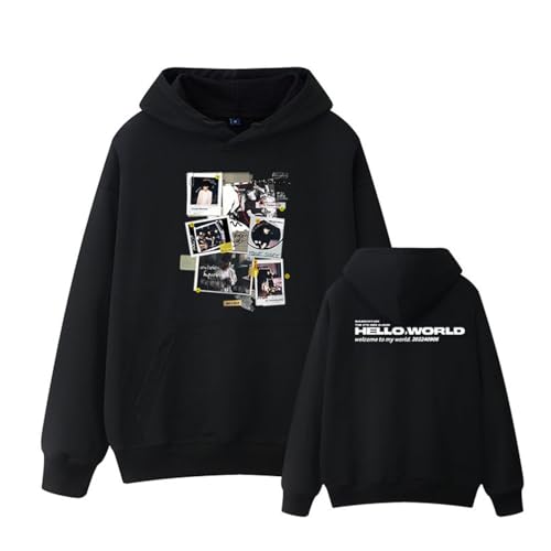 BA-EKHYUN Album HelloWorld Hoodie Support Bedrucktes Sweatshirt Lose Streetwear Contton Shirts(Black,L) von MURQ
