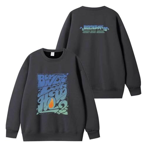 BOYNEXTD Album How Sweatshirt 2024 Support Merch Sweatshirt Contton Hooded Top Star Style Sweatshirt(Gray,XXL) von MURQ