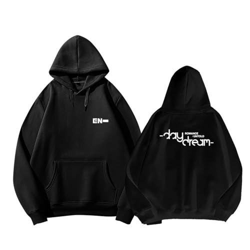 EN Album WalkTheLine Hoodie K-Pop Support 2024 Bedrucktes Sweatshirt Baumwoll-Merch-Shirts(A Black,M) von MURQ