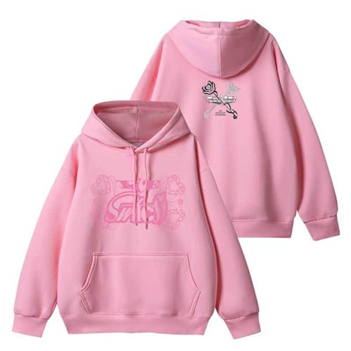 IV Album Switch Hoodie 2024 Support Merch Bedrucktes Top Baumwoll-Kapuzenpullover(Pink- Fleece,S) von MURQ