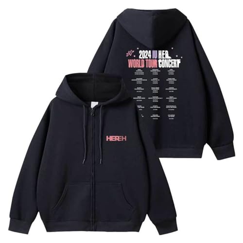 Iu World Tour Konzert Hoodie 2024 HER Support Merch Sweatshirt Contton Kapuzenpullover(B Black,4XL) von MURQ