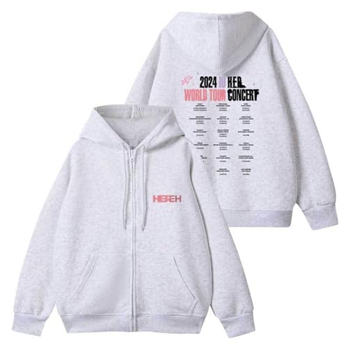 Iu World Tour Konzert Hoodie 2024 HER Support Merch Sweatshirt Contton Kapuzenpullover(B Gray White,XXL) von MURQ