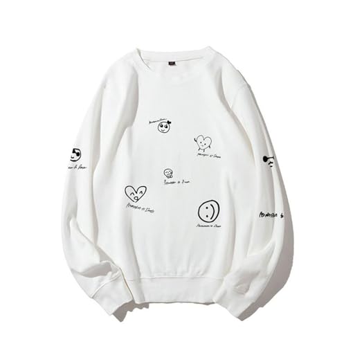 Jimin Konzert Sweatshirt Support Merch Sweatshirt Baumwolle Handbemalte Tops(White,S) von MURQ