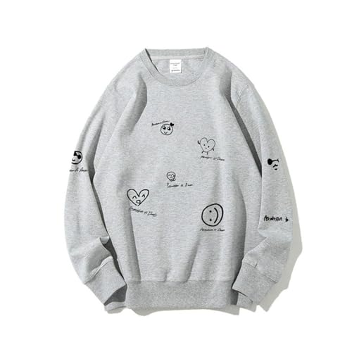 Jimin Konzert Sweatshirt Support Merch Sweatshirt Baumwolle Handbemalte Tops(Gray,XXL) von MURQ