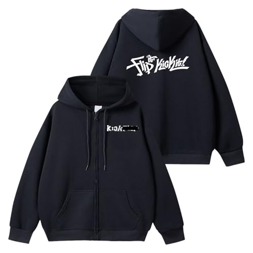 MURQ Kick-F Flip It, Kick It! Album Hoodie 2025 Support bedrucktes Merch-Sweatshirt aus Baumwolle mit Reißverschluss(Black,L) von MURQ