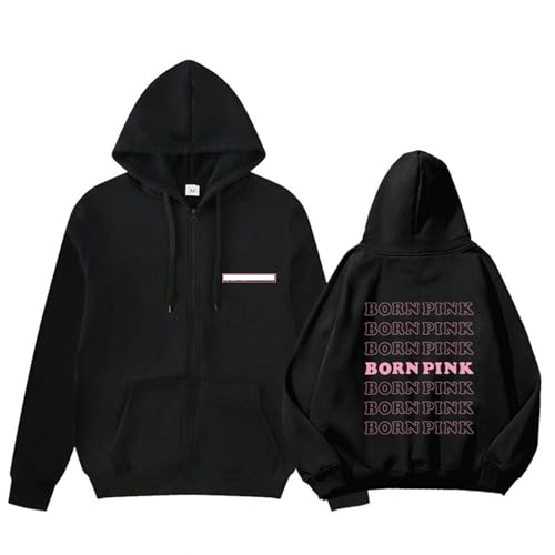 MURQ BLI-NK Album Born Pink Hoodie Kapuzenpullover Support Bedrucktes Merch-Sweatshirt Baumwollhemden(Black,S) von MURQ