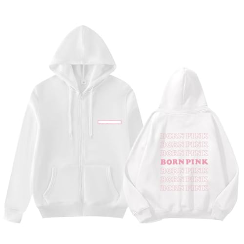 MURQ BLI-NK Album Born Pink Hoodie Kapuzenpullover Support Bedrucktes Merch-Sweatshirt Baumwollhemden(White,L) von MURQ