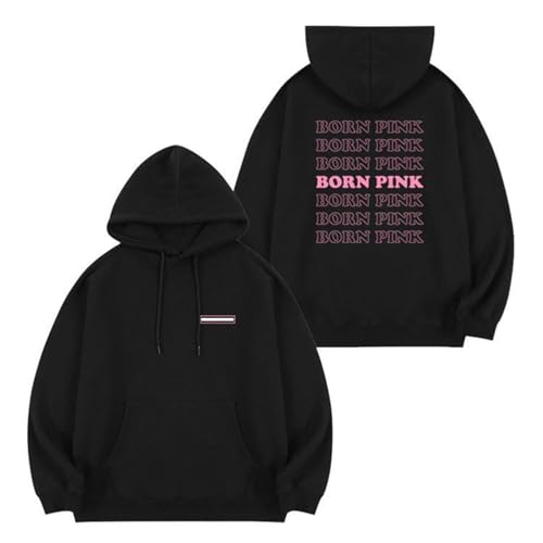 MURQ BLI-NK Album Born Pink Hoodie Kapuzenpullover Support Bedrucktes Merch-Sweatshirt Baumwollhemden for Fans(Black,L) von MURQ