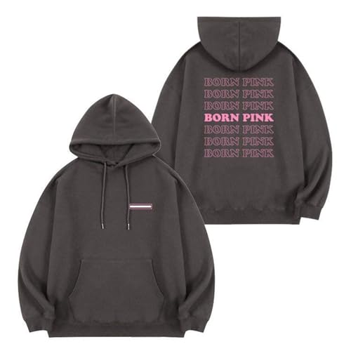 MURQ BLI-NK Album Born Pink Hoodie Kapuzenpullover Support Bedrucktes Merch-Sweatshirt Baumwollhemden for Fans(Brown-Fleece,M) von MURQ