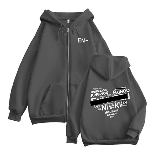 MURQ EN Album RomanceUntold Hoodie Support Bedrucktes Sweatshirt 2024 Baumwoll-Reißverschluss-Merch-Shirt(Gray-Fleece,M) von MURQ