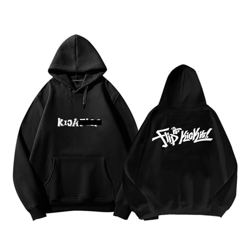 Kick-F Flip It, Kick It! Album Hoodie 2025 Support Bedruckte Merch-Sweatshirt-Baumwollhemden(Black 1,M) von MURQ
