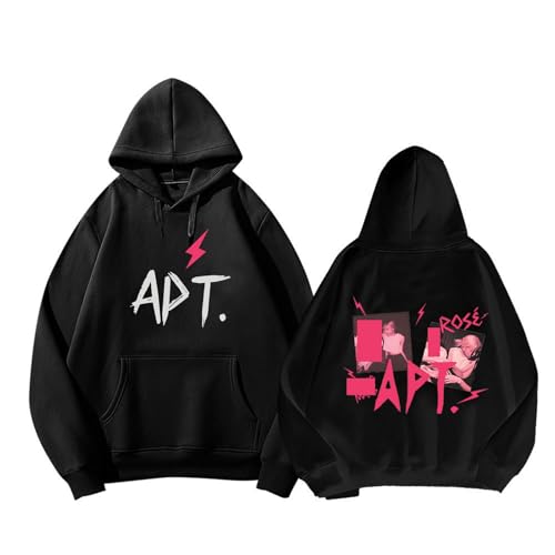 MURQ RO-SE Album APT Hoodie 2024 Blink Support Bedrucktes Merch-Sweatshirt Baumwollhemden TOP(Black-Fleece,S) von MURQ