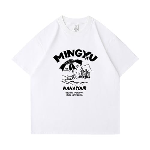 Seventeen Nana Tour T-Shirt Support Bedrucktes Merch T-Shirt aus Baumwolle Übergroße T-Shirts Unisex for Fans(MINGYU-White,M) von MURQ