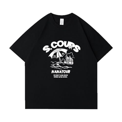 Seventeen Nana Tour T-Shirt Support Bedrucktes Merch T-Shirt aus Baumwolle Übergroße T-Shirts Unisex for Fans(S.COUPS-Black,XXL) von MURQ