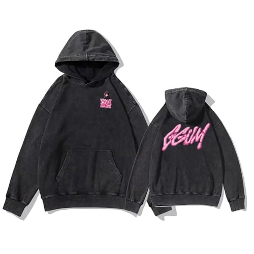 YJ Album GGUM Hoodie MOA 2024 Support Bedrucktes Merch Vintage Grafik Verwaschenes Shirt(3 Washed Black,4XL) von MURQ