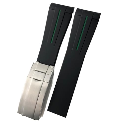 MURVE 20 mm 21 mm gebogenes Ende Gummi Armband passend für Rolex Submariner GMT Daytona Deep Sea Dweller Explorer 2 Silikon-Uhrenarmband, 20mm black buckle, Achat von MURVE