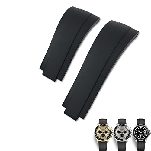 MURVE 20 mm FKM Fluorkautschuk-Uhrenarmband für Rolex Daytona Submariner GMT Yacht-Master Oysterflex schwarz grün rot weiches Armband, Rose buckle-01, Achat von MURVE