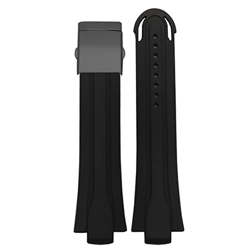 MURVE 24 mm x 12 mm Bandanstoßende Gummi wasserdichtes Uhrenarmband für Oris Armband Silikonband Edelstahl-Faltschließe, 24-12mm, Achat von MURVE