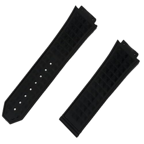MURVE 26 x 19 mm schwarze Diamant-Silikonkautschuk-Uhrenarmband mit Stahl-Schmetterlings-Schnalle für Hublot-Armband für Big Bang Uhrenarmband, With rose buckle, Achat von MURVE