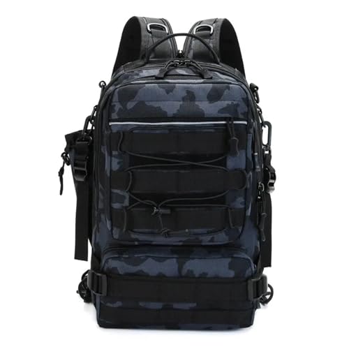 MURVE Angelausrüstungs-Rucksack für Herren, Outdoor-Schultertasche, Angelköder, Ausrüstungstaschen mit Rutenhalter, Camping, Jagd, Wandern, Schwarz-Camo, Einheitsgröße MURVE Angelausrüstungs-Rucksack für Herren, Outdoor-Schultertasche, Angelköder, Ausrüstungstaschen mit Rutenhalter, Camping, Jagd, Wandern, Schwarz-Camo, Einheitsgröße von MURVE