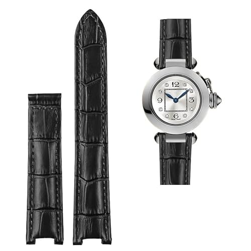 MURVE Rindslederarmband, 18 x 10 mm, 20 x 12 mm, konkav, braun/schwarz, Kalbsleder, Faltschließe für Cartier Pasha WSPA0009 Uhrenarmband, 20.12mm, Achat von MURVE