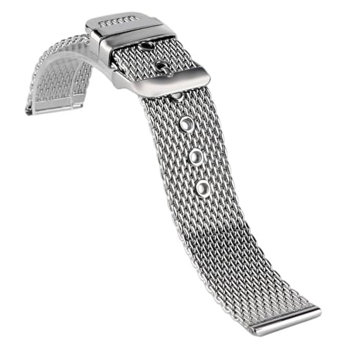 MURVE Uhrenarmband aus Edelstahl, 20/22/24 mm, Dornschließe, Ersatz-Armband, Mesh-Uhrenarmband, 20 mm, Achat von MURVE