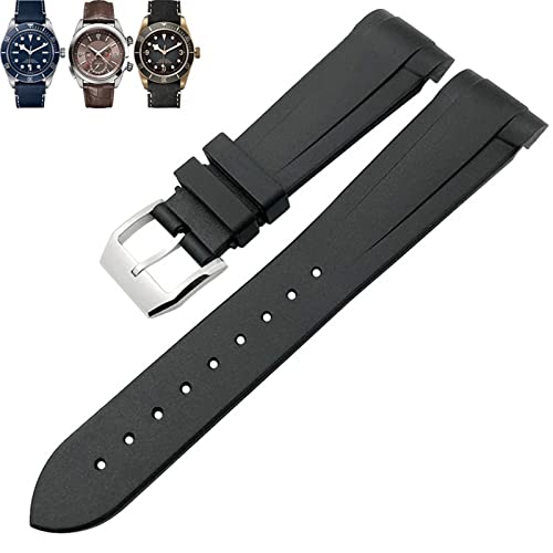 MURVE Uhrenarmband aus Naturkautschuk, 20 mm, 22 mm, speziell für Tudor Black Bay 1958, 39 mm, 41 mm, GMT Pelagos Pin/Faltschließe, Gummiband, 20 mm, Achat von MURVE
