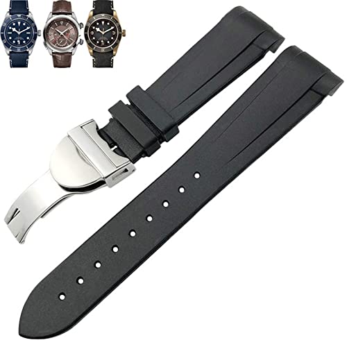 MURVE Uhrenarmband aus Naturkautschuk, 20 mm, 22 mm, speziell für Tudor Pelagos 1958, 39 mm, 41 mm, Pelagos Pin/Faltschließe, Silikonband, 22 mm, Achat von MURVE
