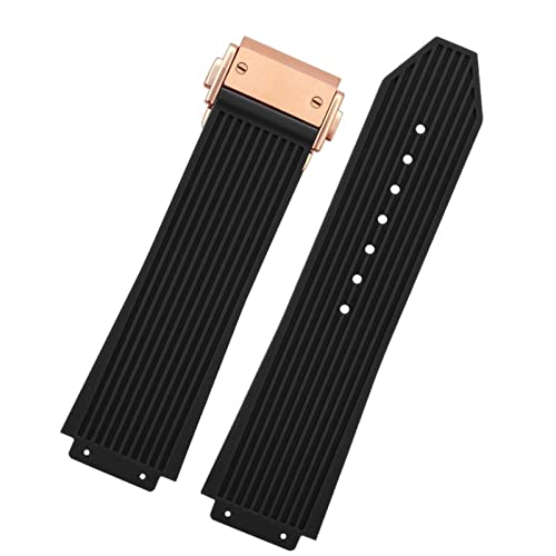 MURVE Uhrenarmband für Hublot Big Bang aus Silikon, mit Schmetterlingsschnalle, 26 x 19 mm, Schwarz / Blau / Weiß, 25.19mm, Achat von MURVE