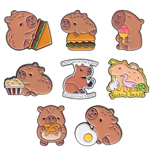 8 Stück Capybaras Brosche Tierform Anstecknadel Modische Brustnadel Kleidung Zubehör für Partys und Alltag Niedliche Tierbrosche, Einheitsgröße, Wie beschrieben von MURYE