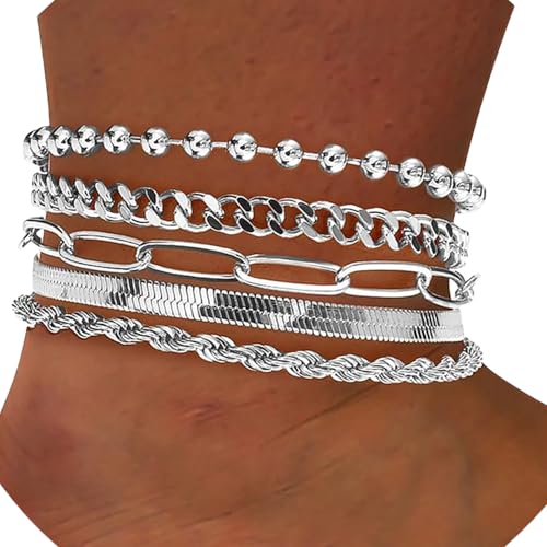 MURYE 5/6pcs Stylish Leges Alloy Armband Und Fußkettchen Set Robuster Vielseitiger Armreifen Fußkettenzubehör Für Frauen Frauen Schmuck von MURYE