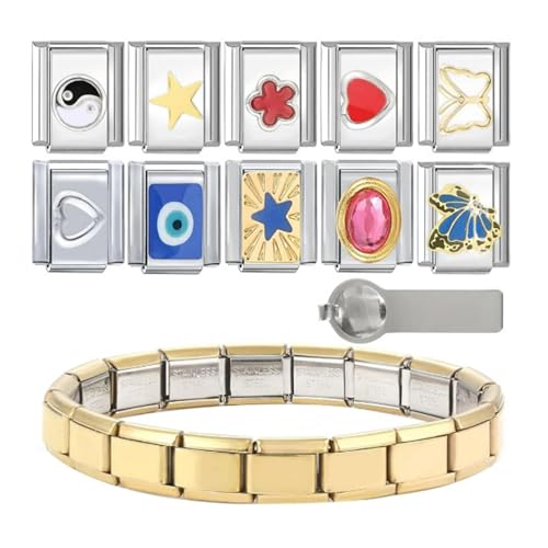 Modulare Italienische Charmalme Armband Gold Silber 9mm Edelstahl Armreif Für Frauen Männer Kinder Fashion Accessoire Mode Schmuck Für Frauen von MURYE