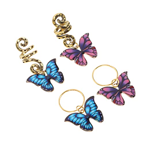 MUSISALY 12 Stück Farbige Haar-charms Haarringe Für Zöpfe Haarschmuck-set Schmetterlings-zopf-zubehör Zinklegierung von MUSISALY