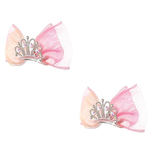 2St Schleife Haarnadel Haarspangen in Kronenform Schleifenhaarspangen für Mädchen Haarklammer ribbon ripsband Tanzzubehör für Mädchen Haarschmuck für kleine Mädchen Strasssteine MUSISALY von MUSISALY