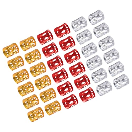 MUSISALY 300stücke Hohle Aluminium-dreadlocks Haarmanschetten Flechtperlen Filigrane Röhren Dreadlocks Ring Haarflechtringe Haarschmuck Silber Rot Gold von MUSISALY
