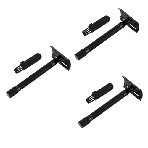 3St manueller Rasierer wiederverwendbarer Rasierer Rasierklingen für Männer razor messerscharfer werkzeug Doppelrasierer Gesichtsrasierer Der Kopf eine Zinklegierung Black MUSISALY von MUSISALY