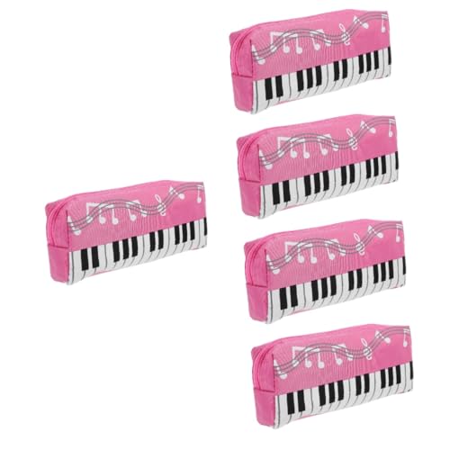 5st Notizpaket Kleine Bleistifttasche Stifthaltertasche Federmäppchen Für Mädchen Etui Bleistift-Organizer Tastatur-federmäppchen Süßes Federmäppchen Klaviertasche Segeltuch Rosa MUSISALY von MUSISALY