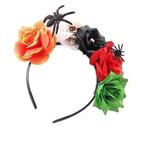 MUSISALY Halloween Blumenschädel Haarschmuck Mit Spinnen-design Buntes Kopfband Für Kostümparty Und Festliche Dekoration von MUSISALY