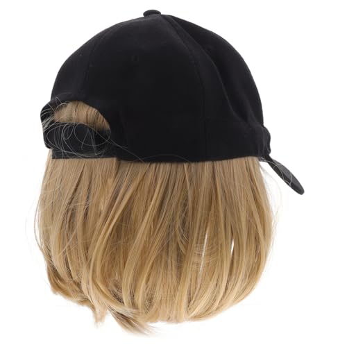 MUSISALY Baseballkappe Mit Perücke Damen Haarverlängerung Hut Kurze Gerade Mütze Perücke Stilvolles Accessoire von MUSISALY