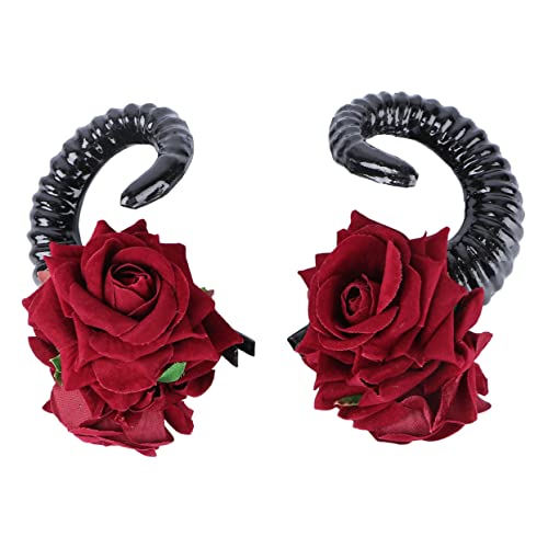 MUSISALY 1 Paar Übertriebene Gotische Haarnadeln Rosen Haarschmuck Schafhorn Haarnadel Gotischer Kopfschmuck von MUSISALY