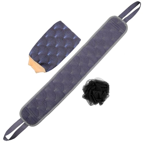 MUSISALY 3er Set Bade-rückenschrubber-handtuch Peeling-handschuh Grau Peeling Für Dusche Und Bad von MUSISALY
