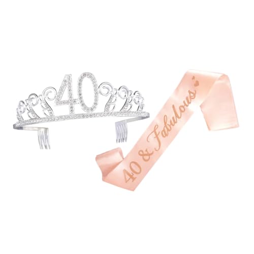 MUSISALY Geburtstagsschärpe 40 Geburtstag Party-etikette-gürtel Kristall-haarkamm Dekoration Für Geburtstagsparty von MUSISALY